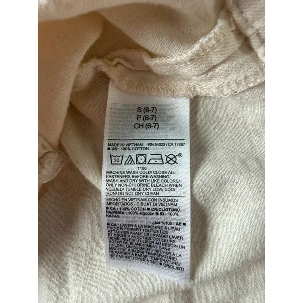 Old Navy Kids S 6-7 Cream Cotton Canvas Utility Chore Jacket Shacket Button Up